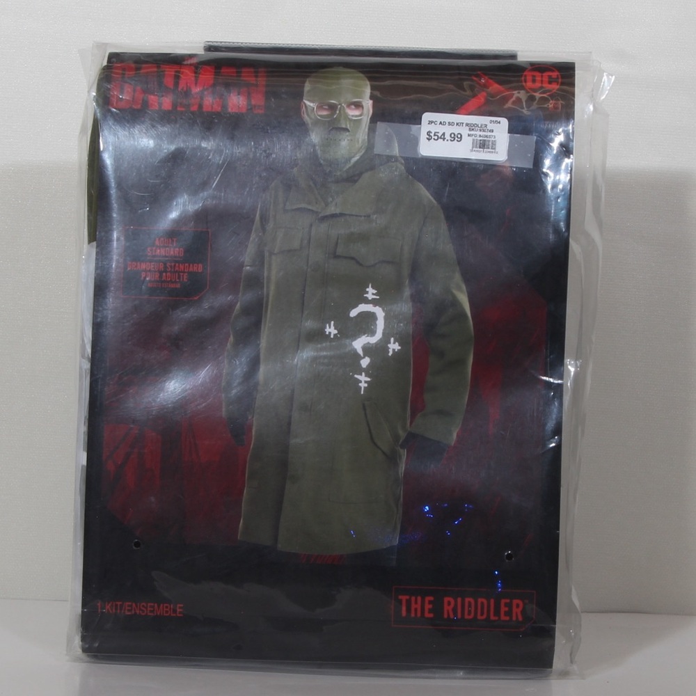 DC The Batman 2022 Riddler Adult Costume Halloween Cosplay Jacket Mask Glasses